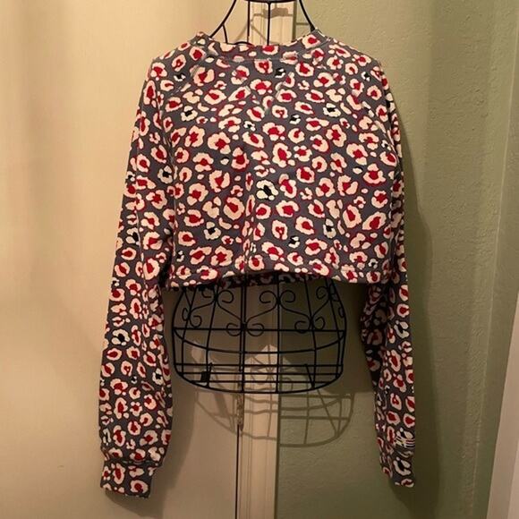 Adam Selman Cropped blue and red leopard Sweatshirt - Picture 4 of 6